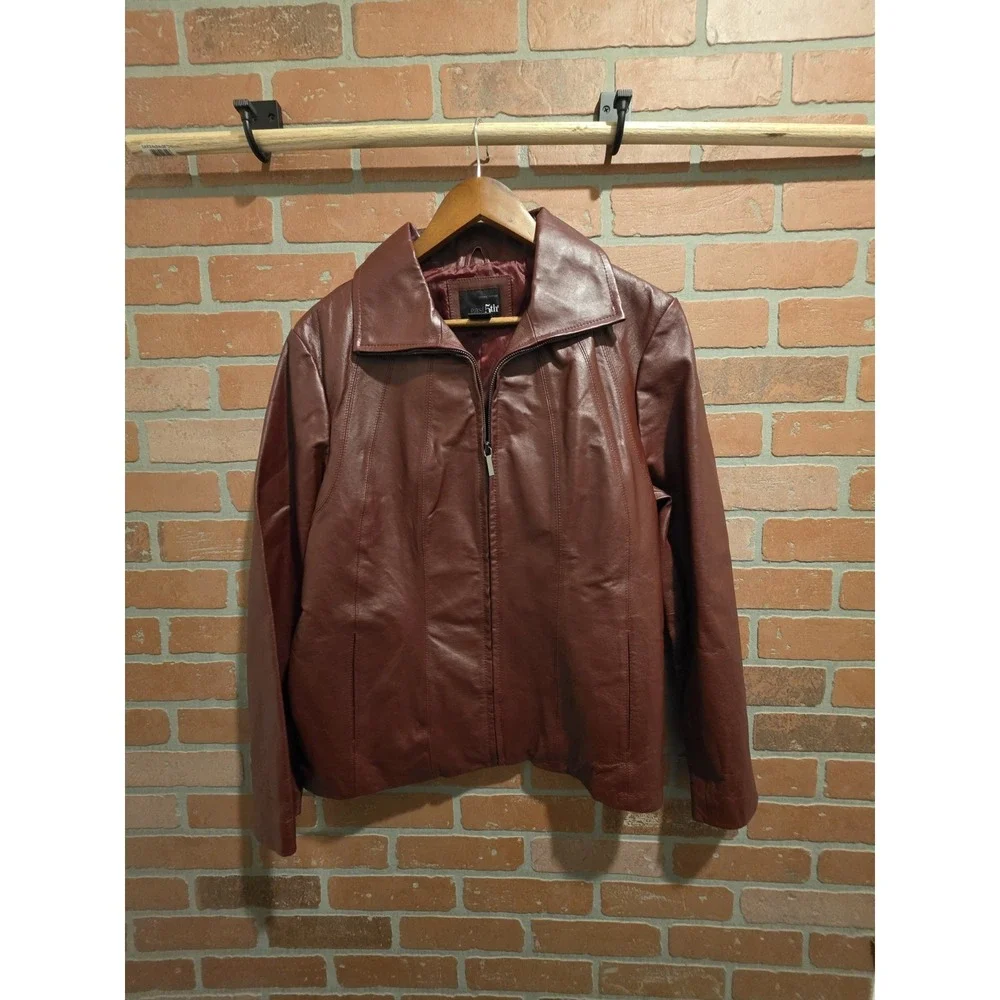 East 5th‎ Women's Red Burgundy Leather  Jacket XL New With Tag Genx Genz Y2k